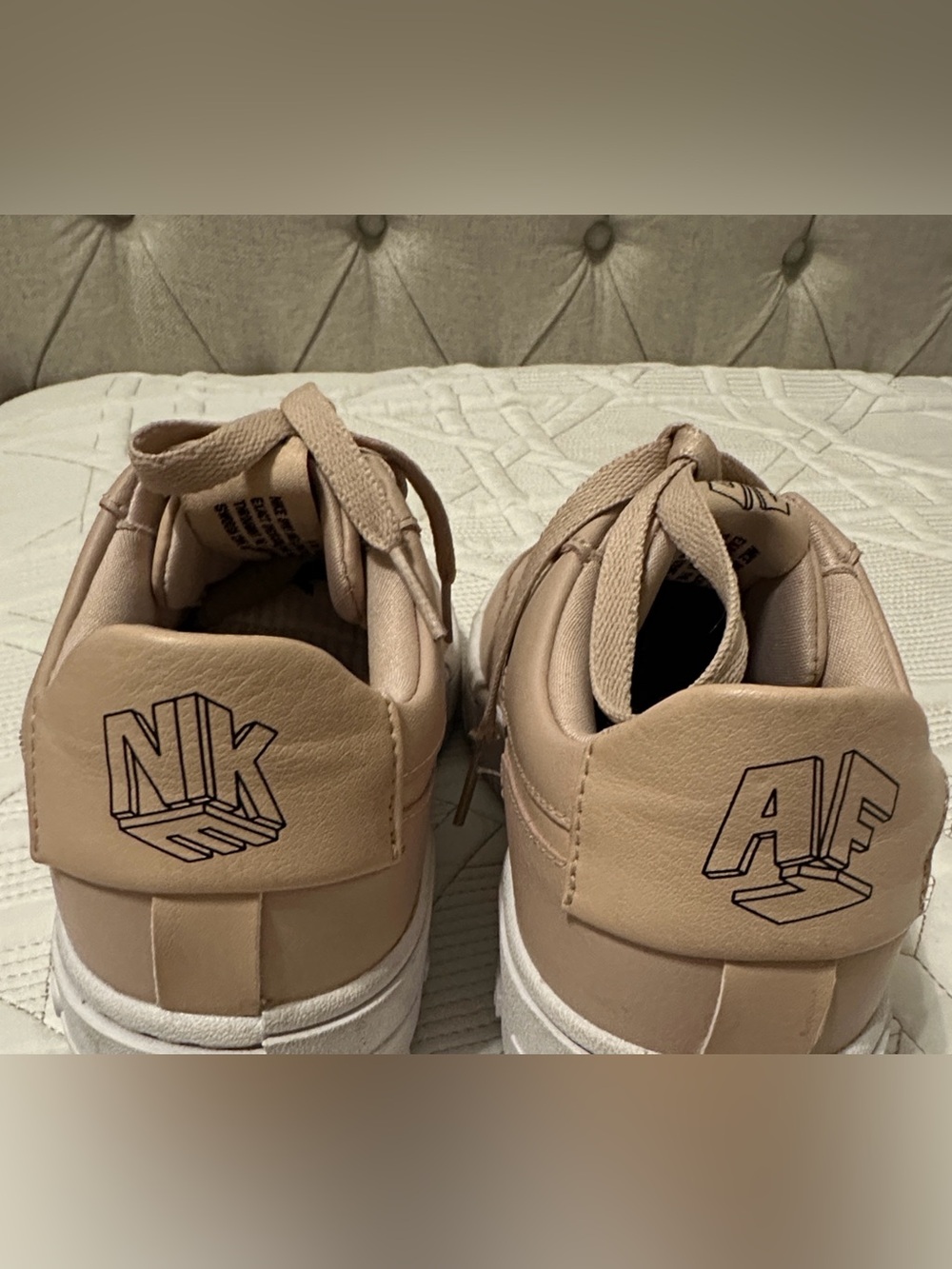 Nike Air Force One Blush Beige Platform Sneakers - Picture 9 of 9